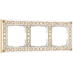 Изображение Рамка на 3 поста (белое золото) W0031523