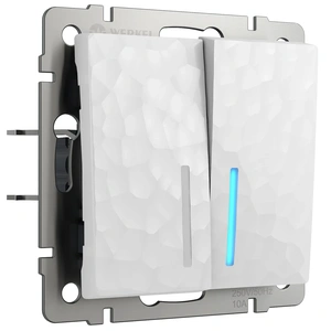 Изображение Выключатель двухклавишный проходной с подсветкой (белый) W1222101