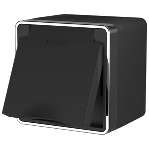 Изображение Розетка влагозащ. с зазем. с защит. крышкой и шторками Gallant (черный/хром) W5071235