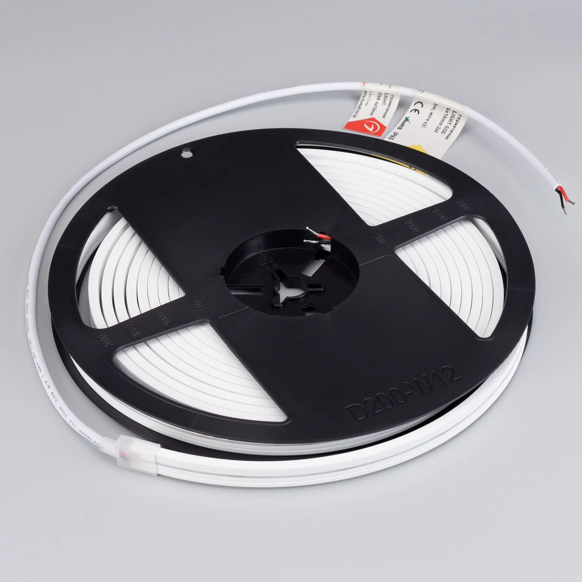 Лента светодиодная герметичная MOONLIGHT-SIDE-A168-4x10mm 24V Day4000 (7.2 W/m, IP65, 5m, wire x2) (Arlight, Вывод прямой, 3 года) - Изображение