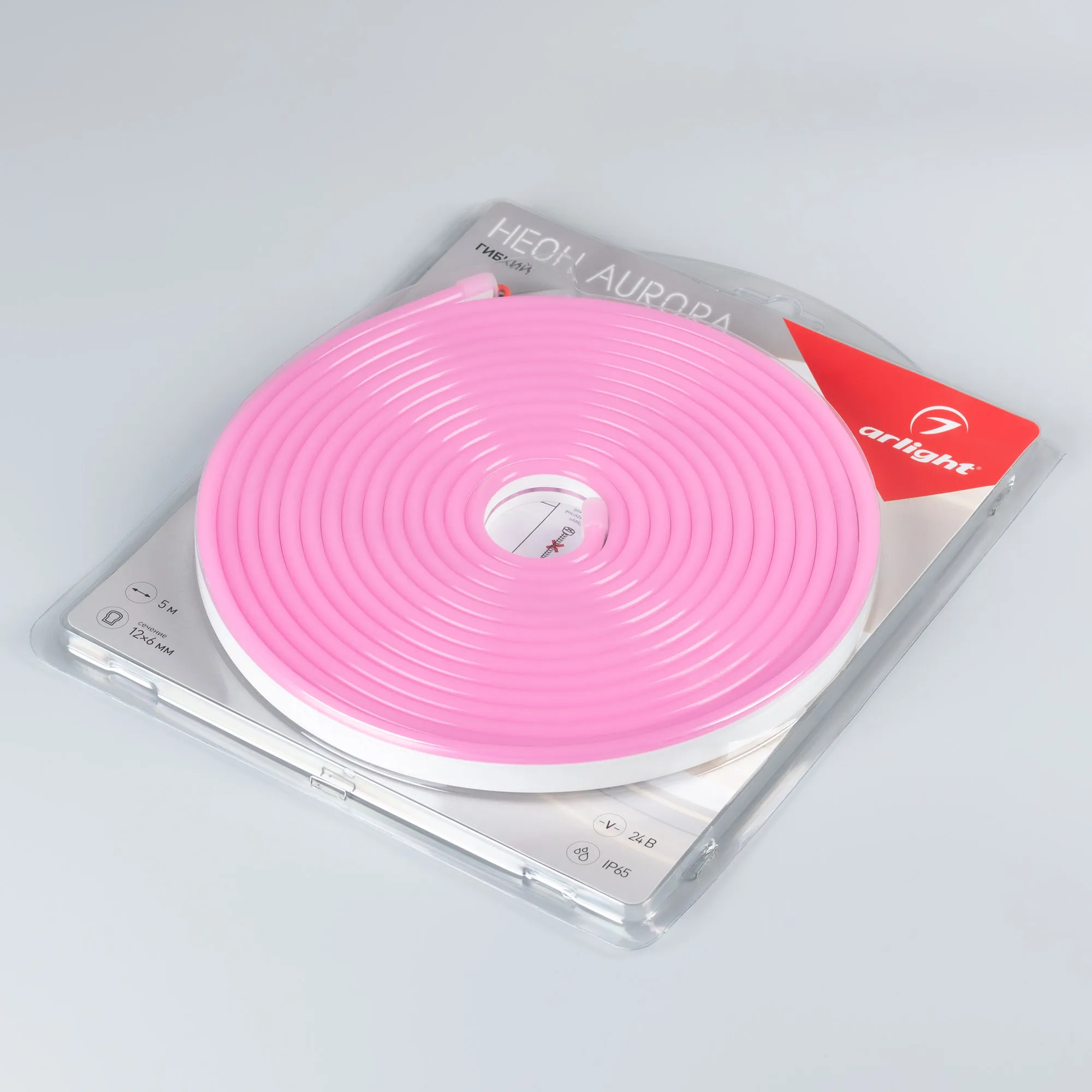 Лента светодиодная герметичная AURORA-PS-A120-12x6mm 24V Pink (10 W/m, IP65, 2835, 5m) (Arlight, Силикон) - Изображение
