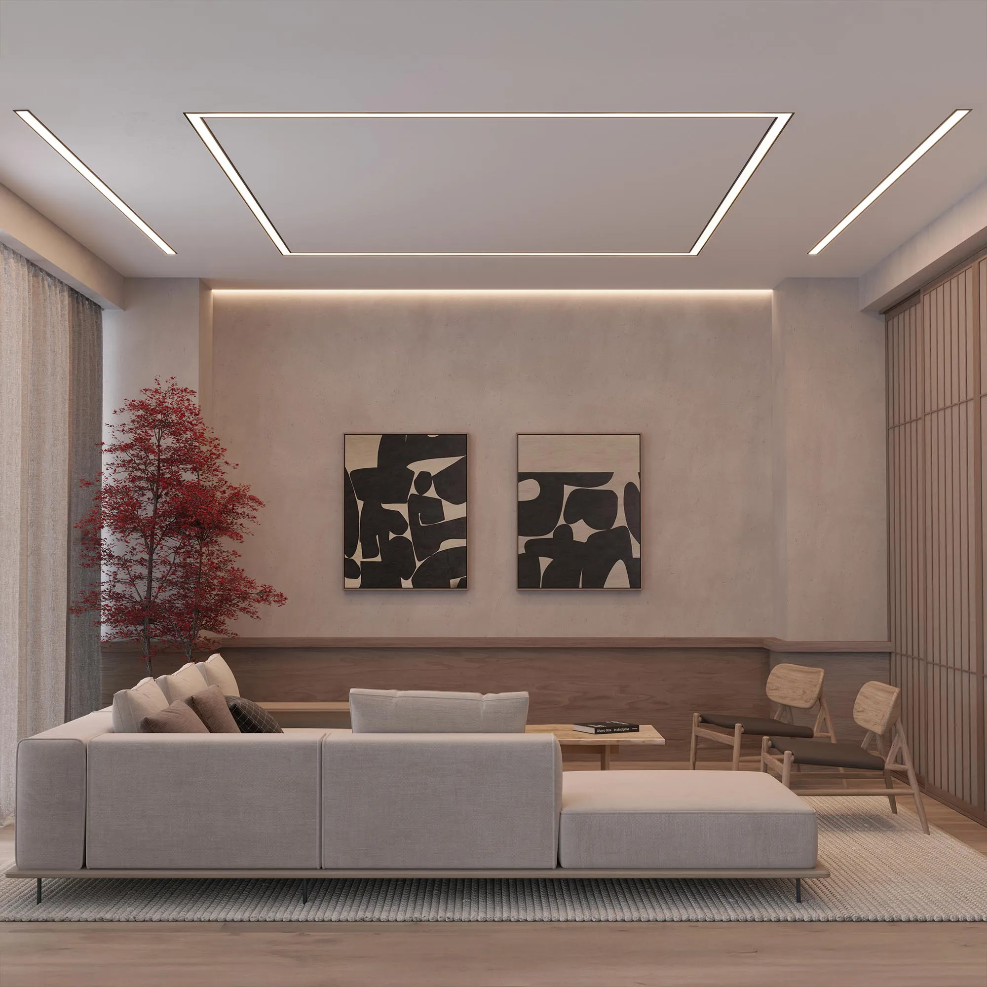 Профиль с экраном SL-LINIA62-F-2500 BLACK+OPAL (Arlight, Алюминий) - Изображение