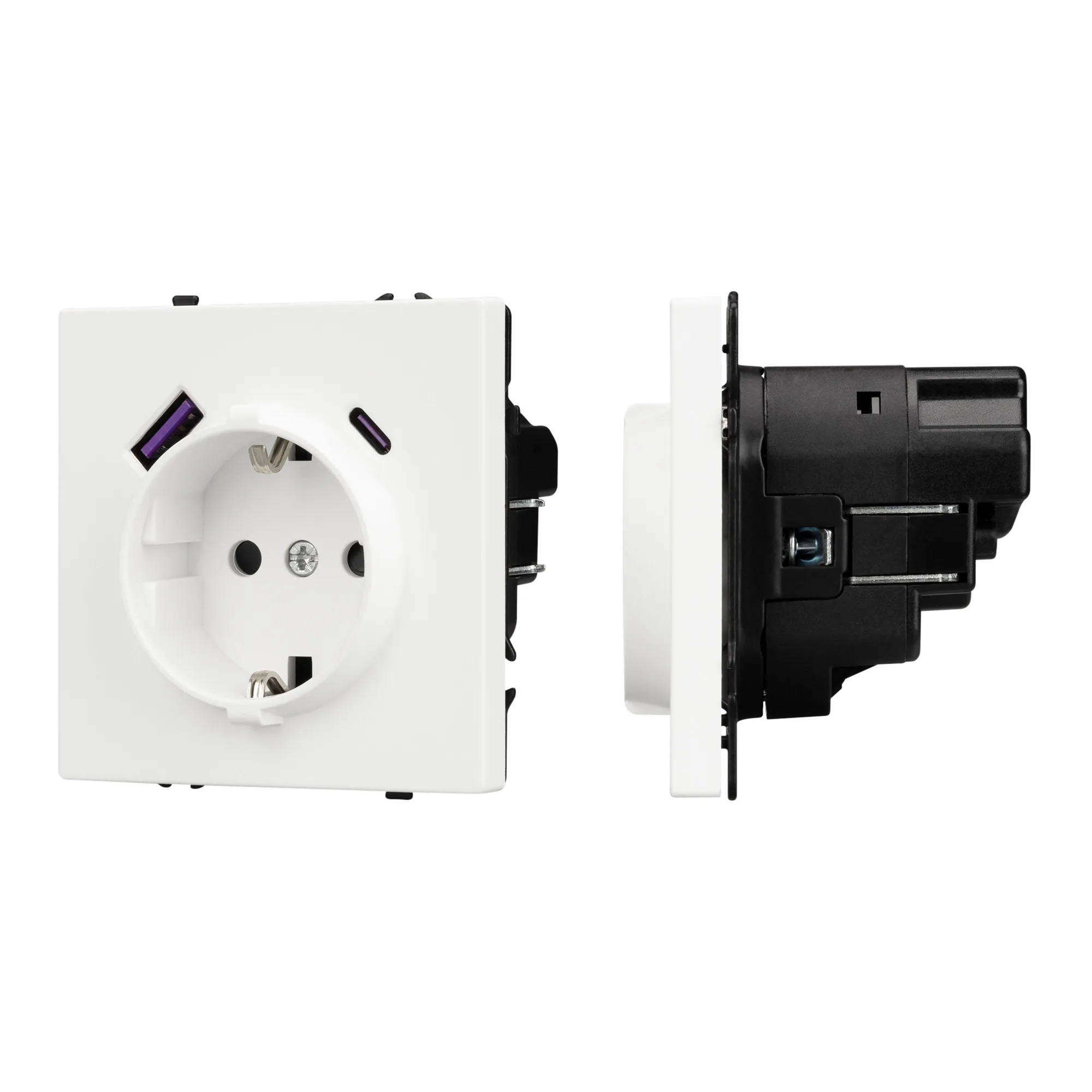 Механизм розетки с USB зарядкой SCT-NOBE-MUAC-SFPL-WH (230V, 16A) (Arlight, -) - Изображение