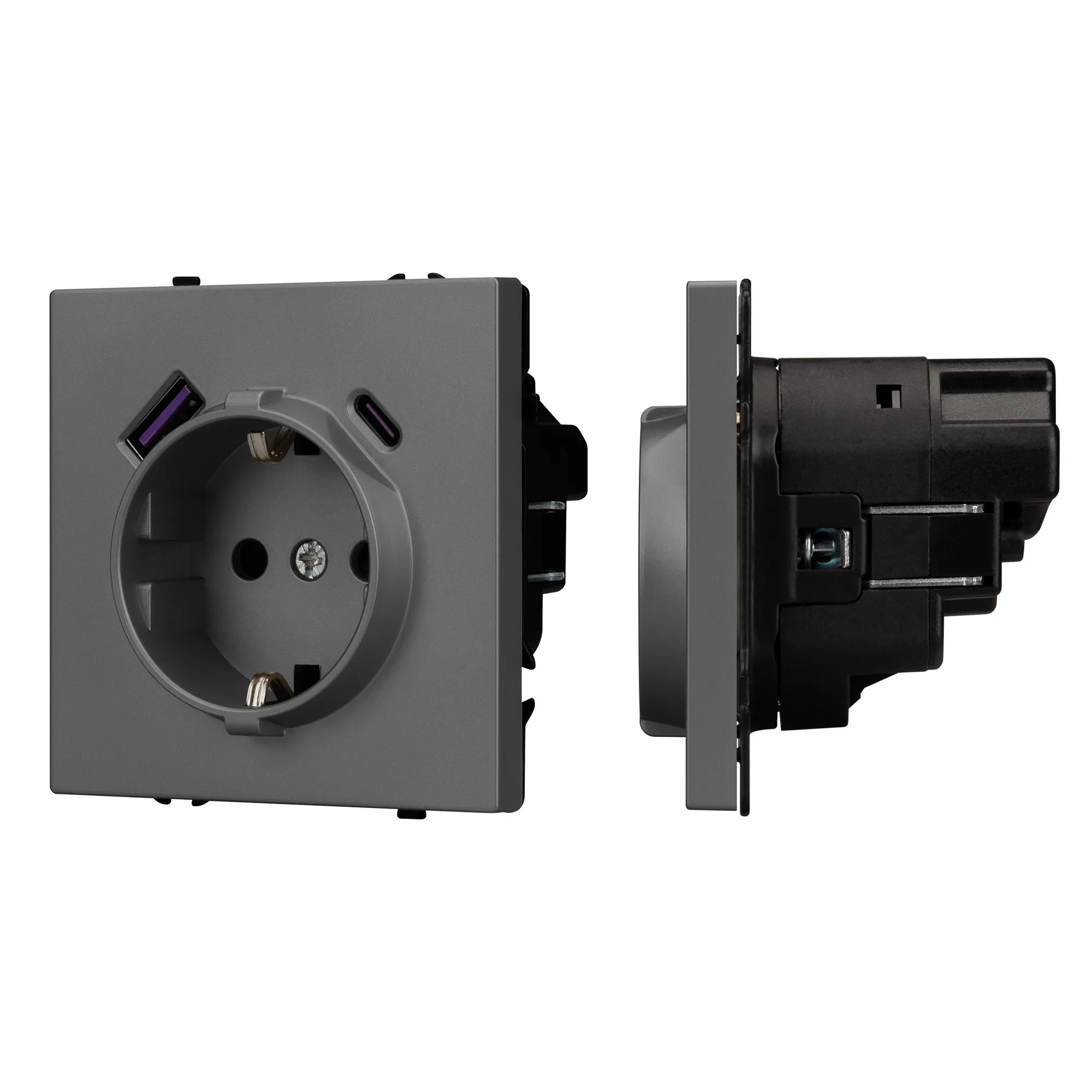 Механизм розетки с USB зарядкой SCT-NOBE-MUAC-SFPL-GR (230V, 16A) (Arlight, -) - Изображение