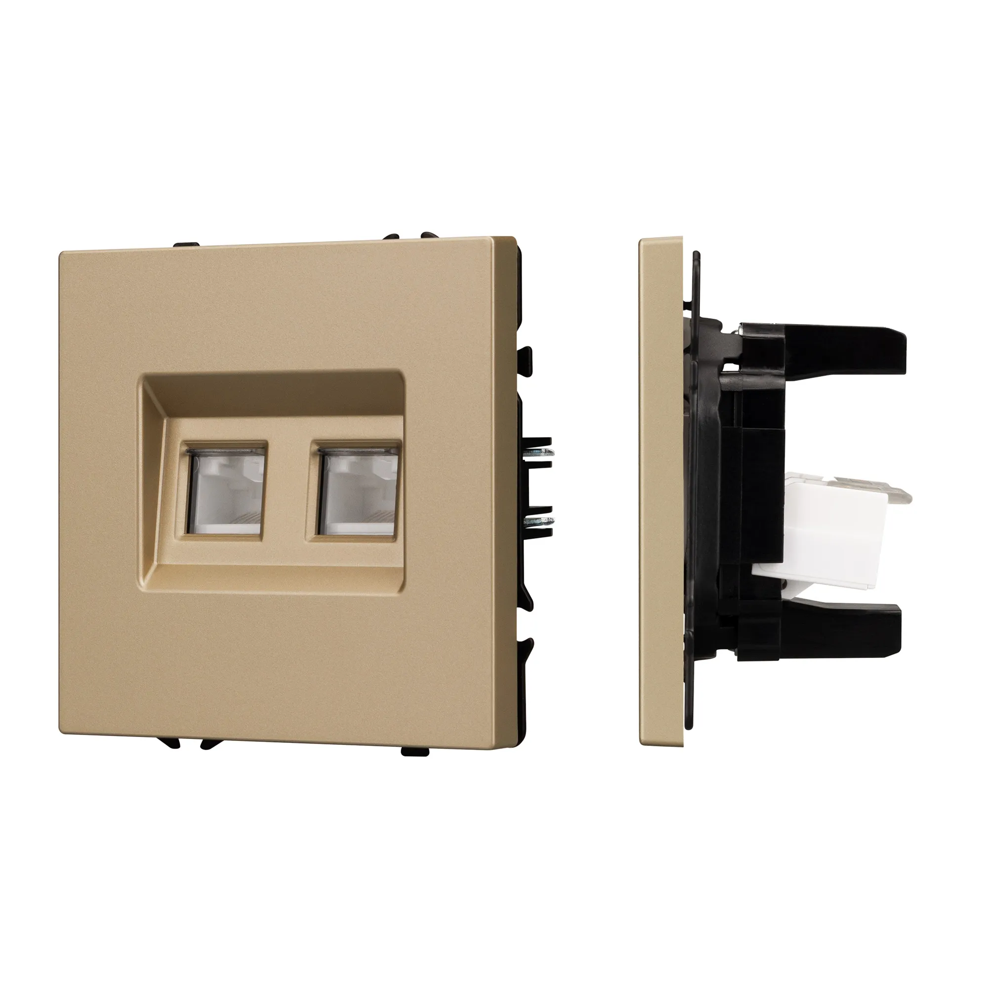 Механизм сдвоенной компьютерной розетки SCT-NOBE-MPC2-SFPL-GD (RJ-45, CAT6) (Arlight, -) - Изображение