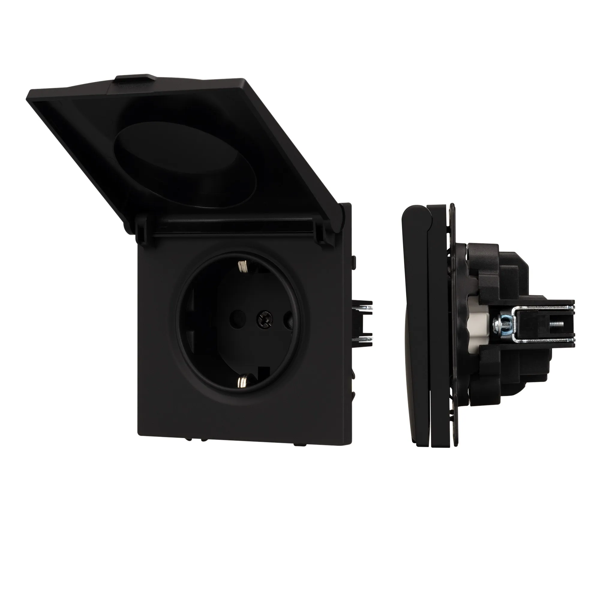 Механизм розетки влагозащищённый SCT-NOBE-MCP-SFPL-BK (230V, 16A) (Arlight, -) - Изображение