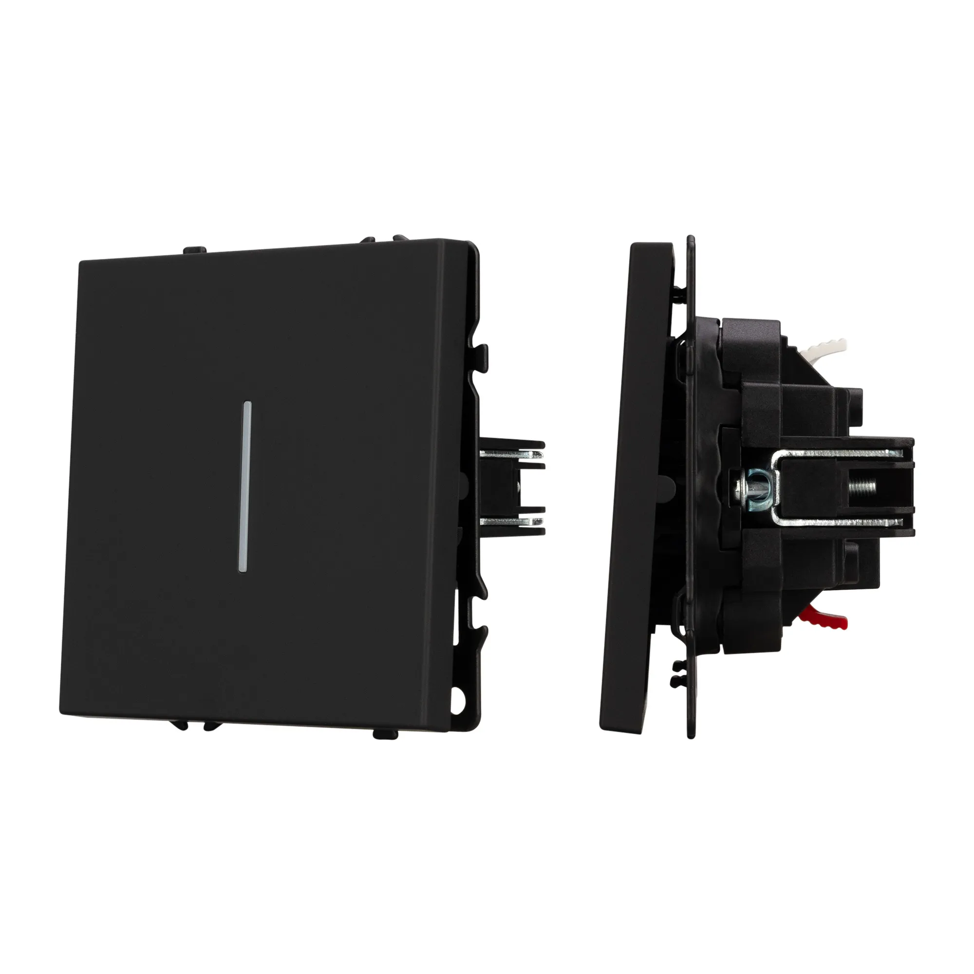 Механизм выключателя одноклавишный проходной LED SWT-NOBE-MKP1-SFPL-L-BK (230V, 10A) (Arlight, -) - Изображение