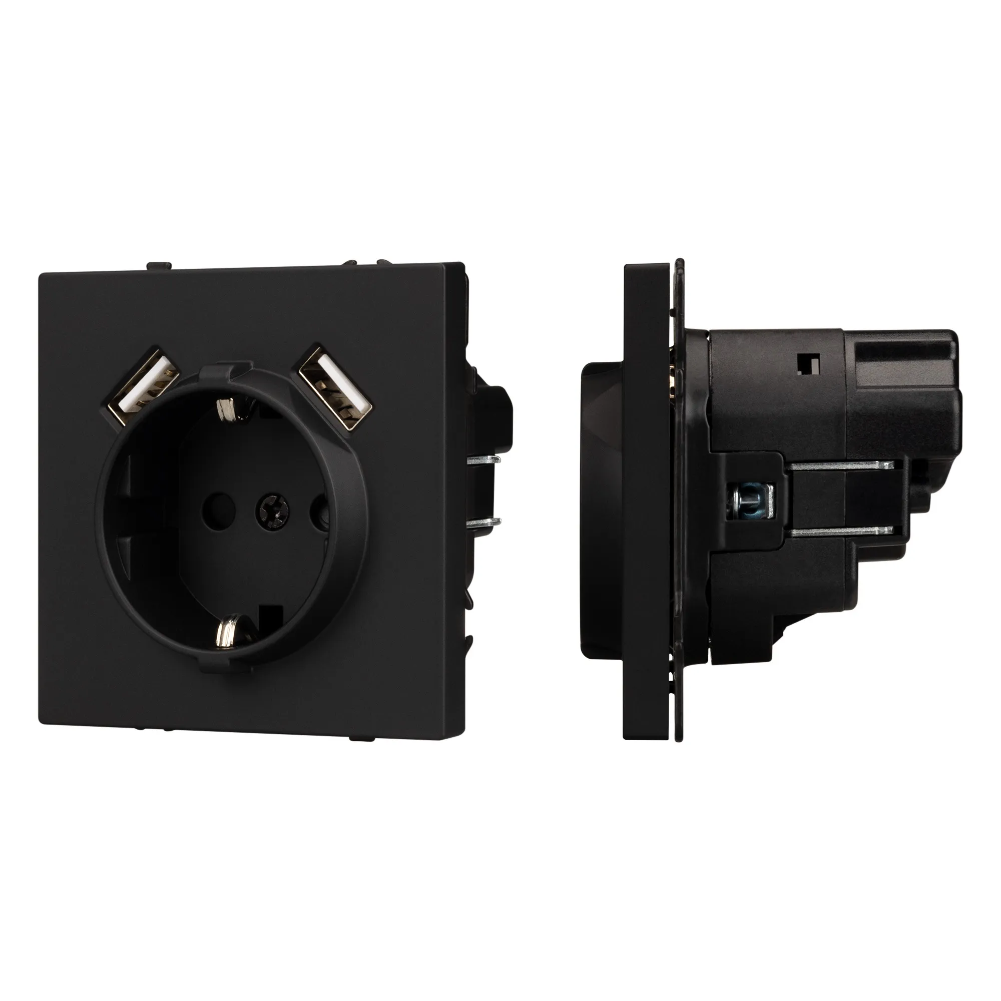 Механизм розетки с USB зарядкой SCT-NOBE-MUAA-SFPL-BK (230V, 16A) (Arlight, -) - Изображение