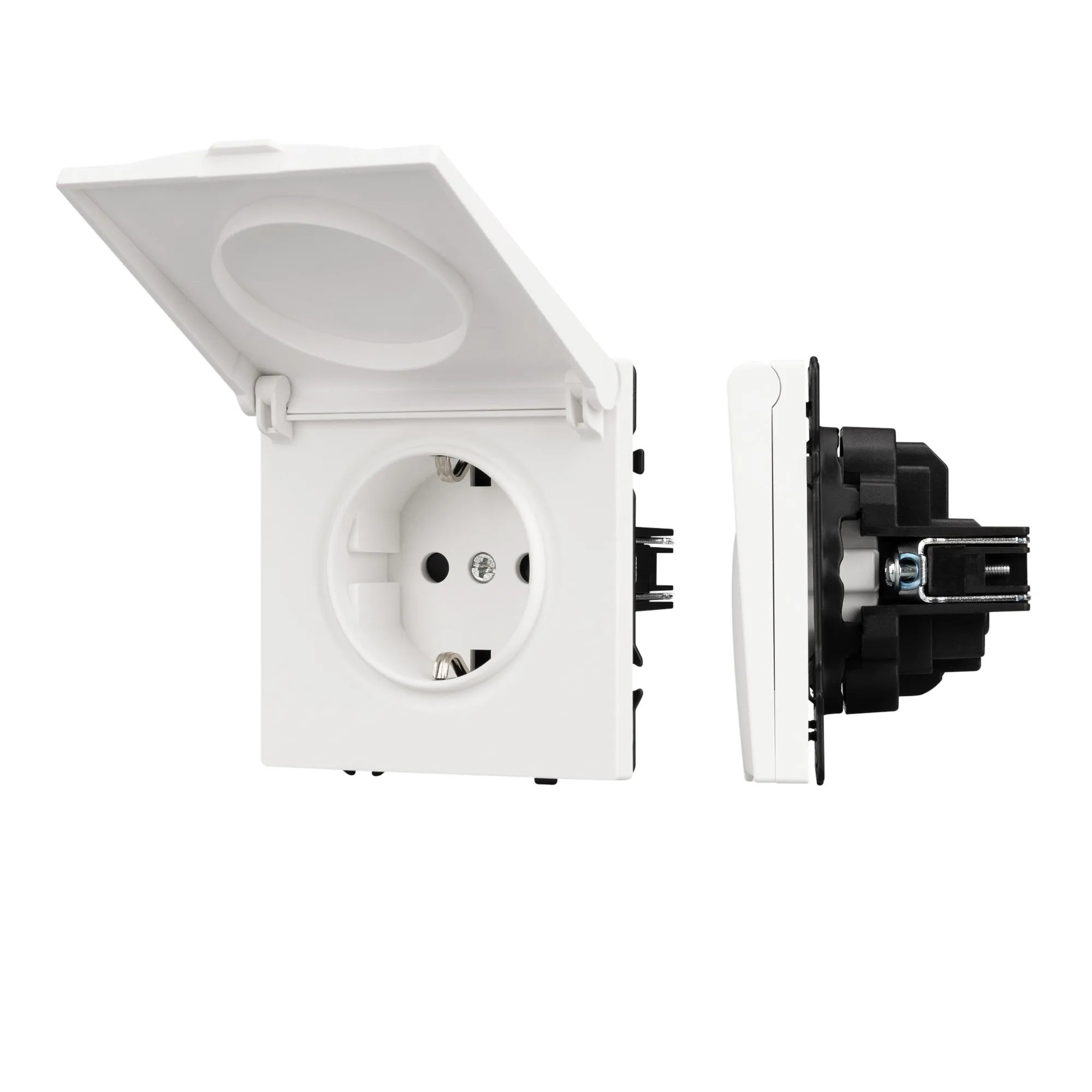 Механизм розетки влагозащищённый SCT-NOBE-MCP-SFPL-WH (230V, 16A) (Arlight, -) - Изображение