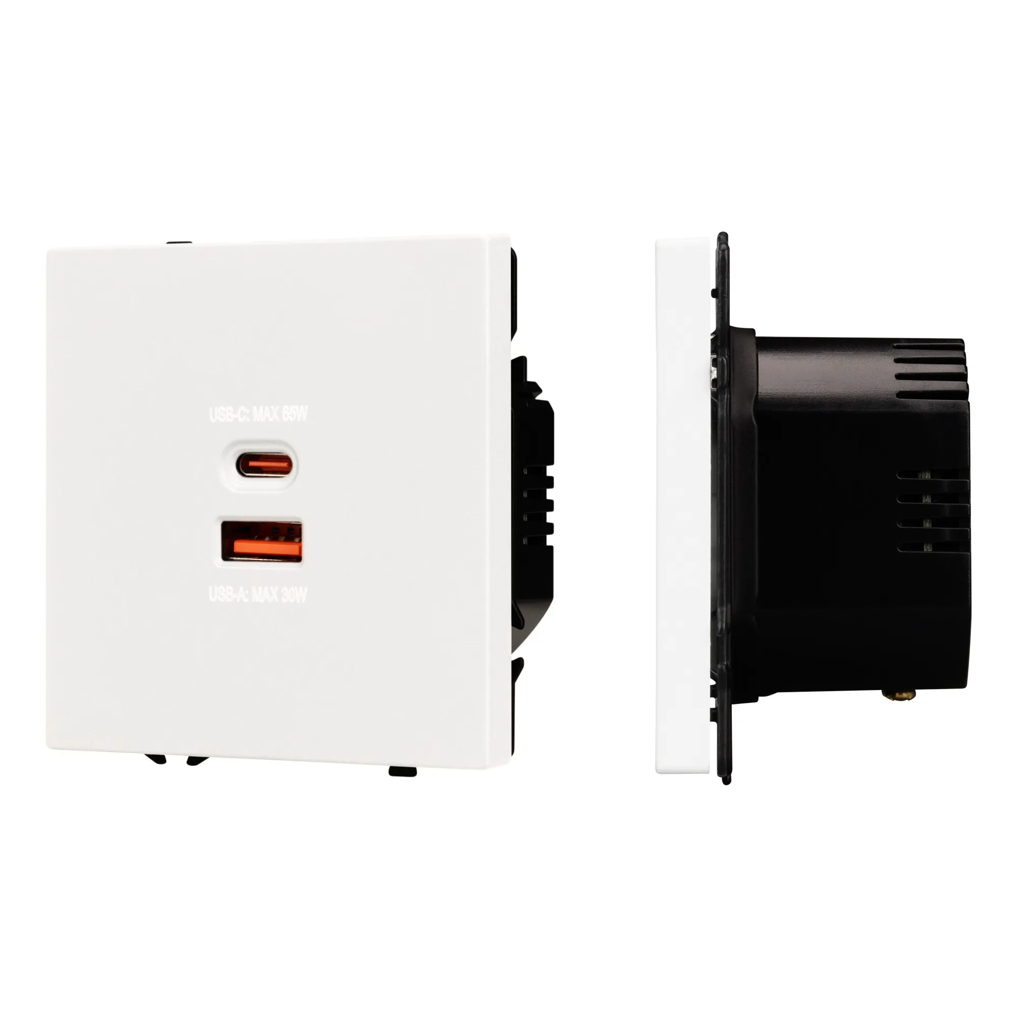 Механизм розетки с быстрой USB зарядкой SCT-NOBE-MUAC-SFPL-FC-WH (65W, QC3) (Arlight, -) - Изображение