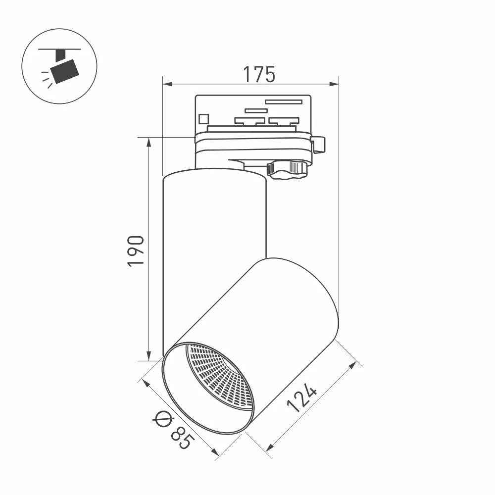 Светильник SP-POLO-TRACK-TURN-R85-15W Warm3000 (BK-BK, 40 deg) (Arlight, IP20 Металл, 3 года)
