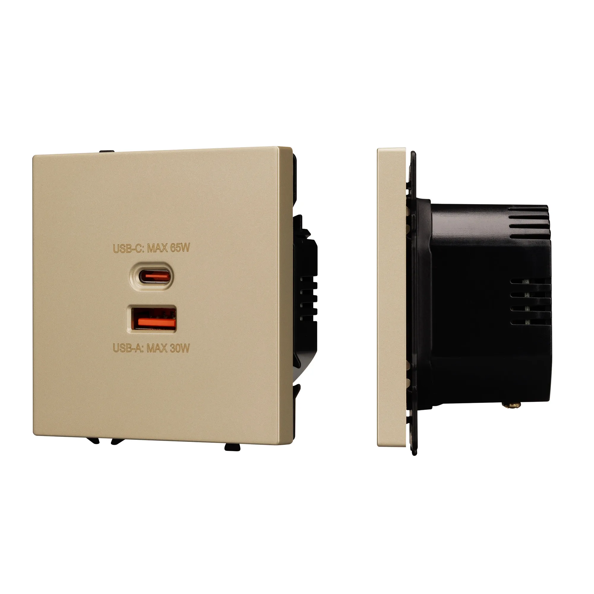 Механизм розетки с быстрой USB зарядкой SCT-NOBE-MUAC-SFPL-FC-GD (65W, QC3) (Arlight, -) - Изображение