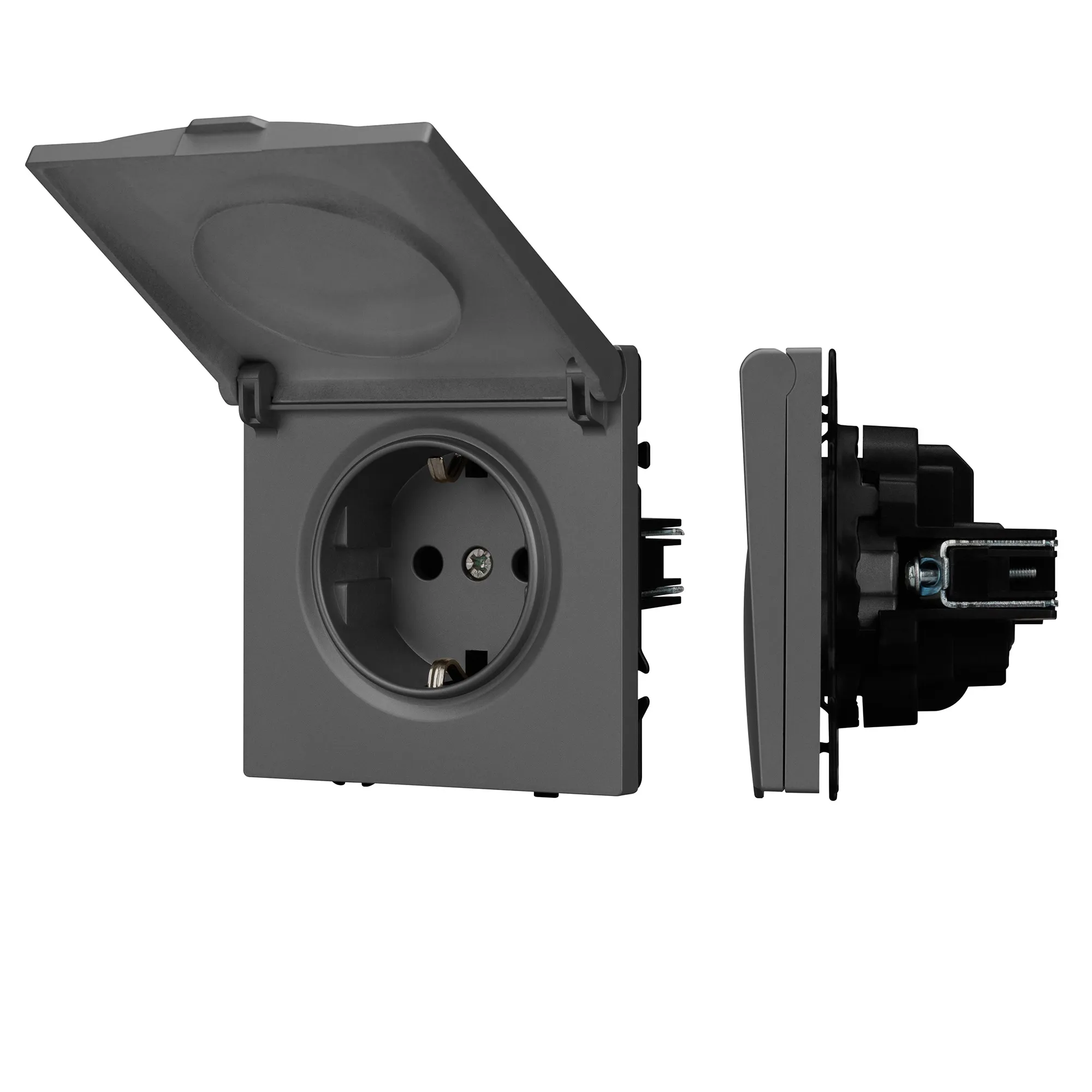 Механизм розетки влагозащищённый SCT-NOBE-MCP-SFPL-GR (230V, 16A) (Arlight, -) - Изображение