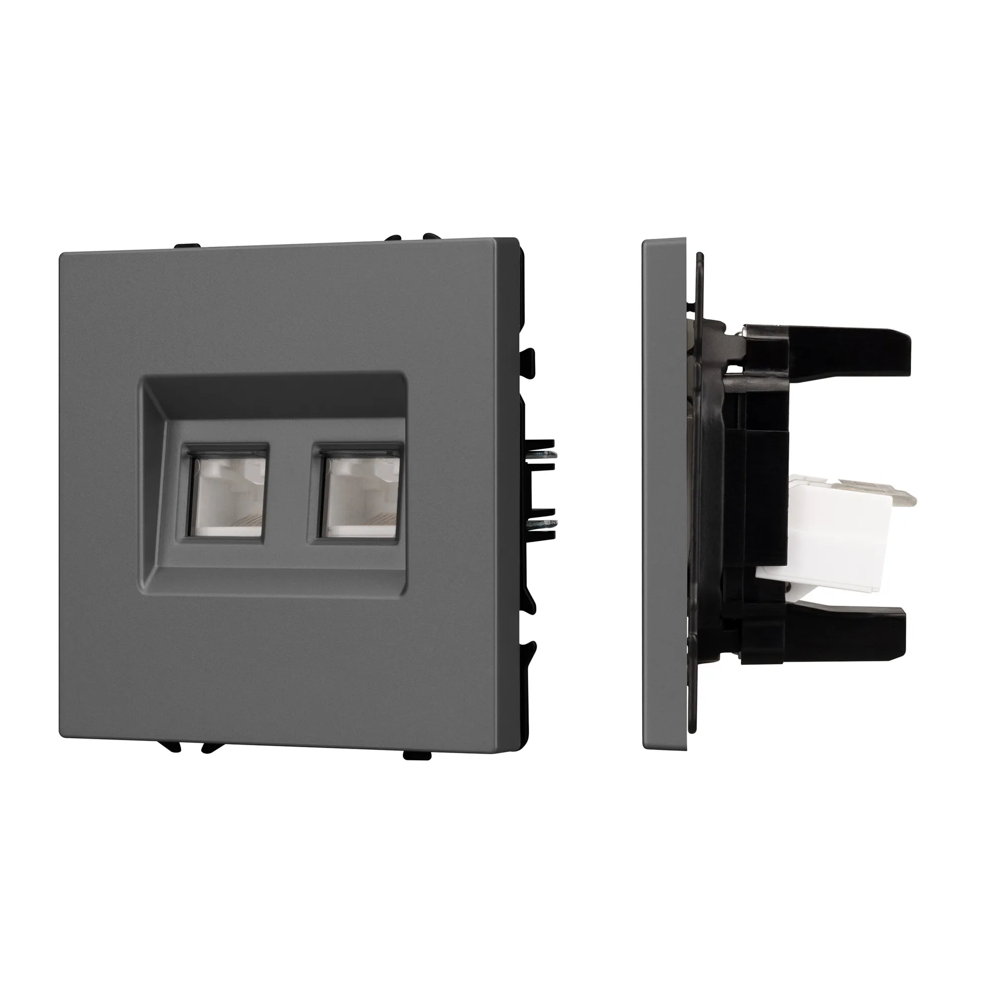 Механизм сдвоенной компьютерной розетки SCT-NOBE-MPC2-SFPL-GR (RJ-45, CAT6) (Arlight, -) - Изображение