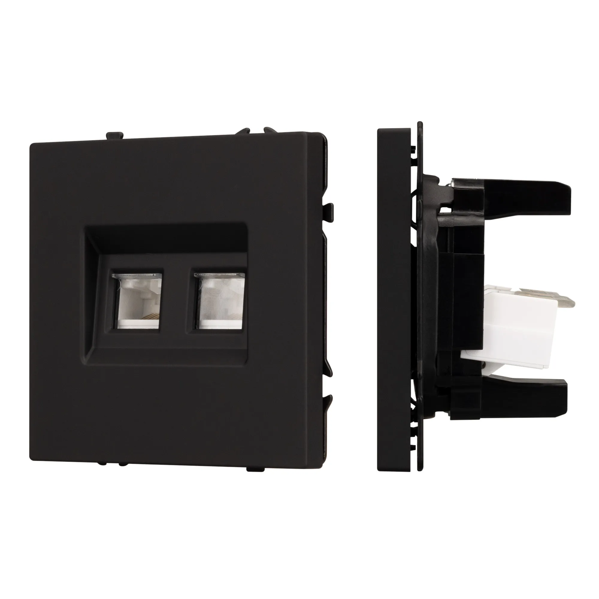 Механизм сдвоенной компьютерной розетки SCT-NOBE-MPC2-SFPL-BK (RJ-45, CAT6) (Arlight, -) - Изображение