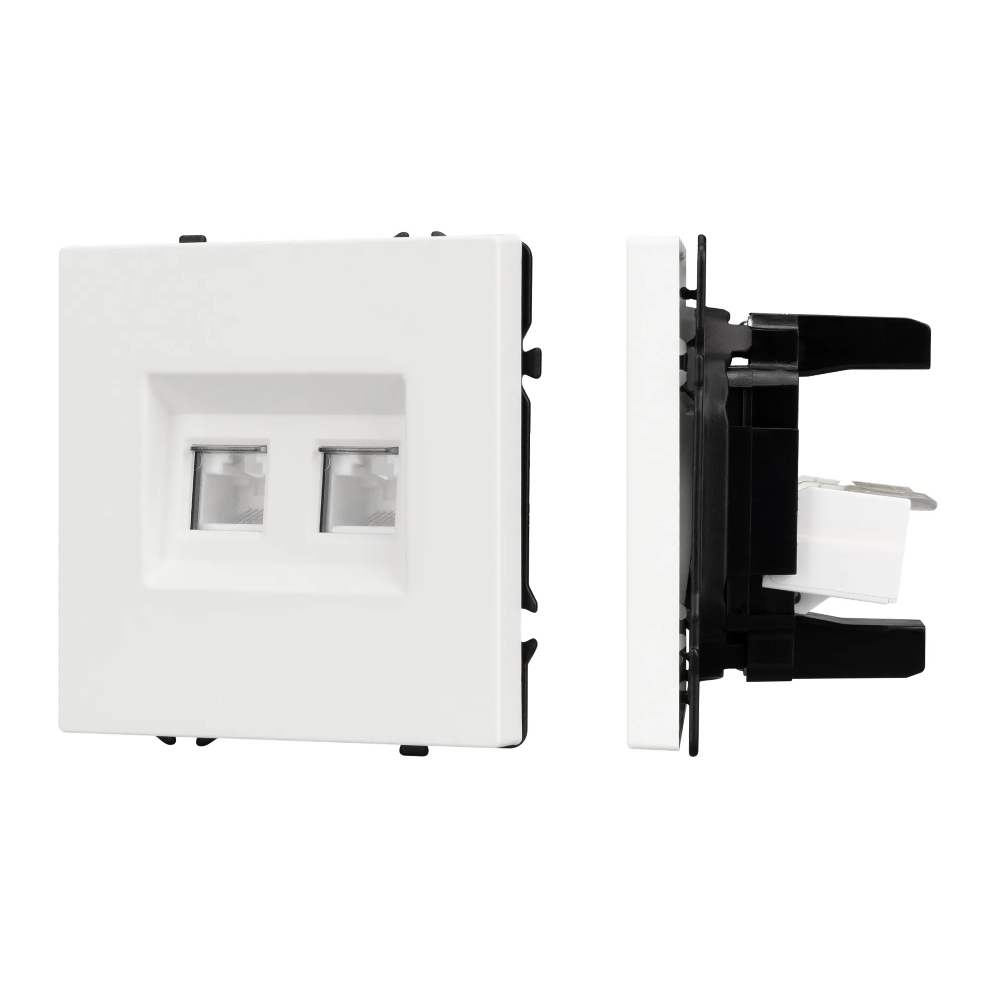 Механизм сдвоенной компьютерной розетки SCT-NOBE-MPC2-SFPL-WH (RJ-45, CAT6) (Arlight, -) - Изображение
