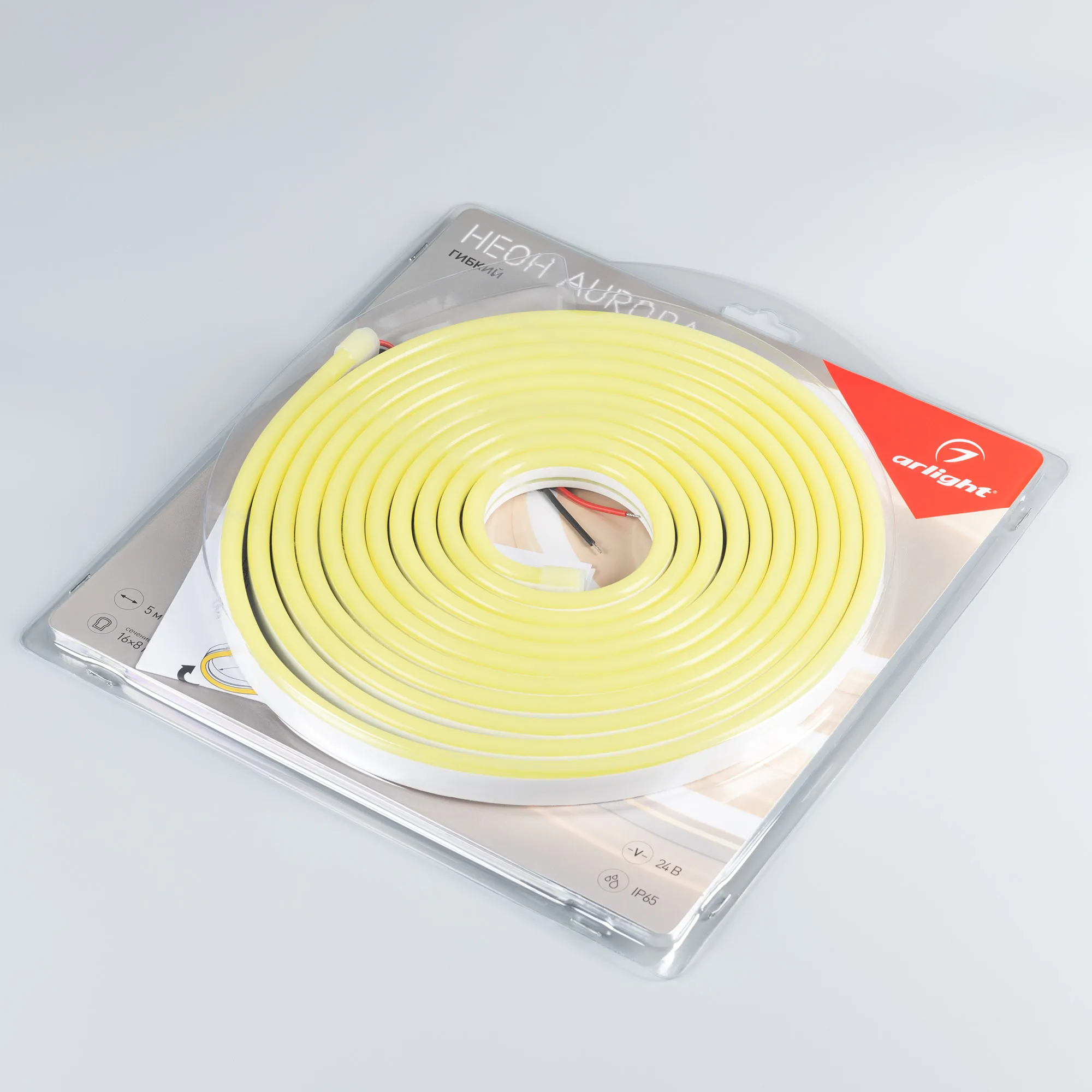 Лента светодиодная герметичная AURORA-PS-A120-16x8mm 24V Lemon (10 W/m, IP65, 2835, 5m) (Arlight, Силикон) - Изображение